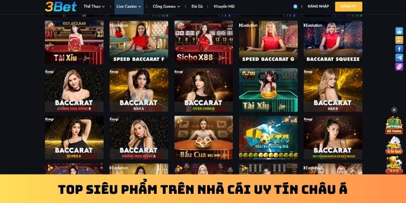 Top siêu phẩm trên nhà cái uy tín châu Á